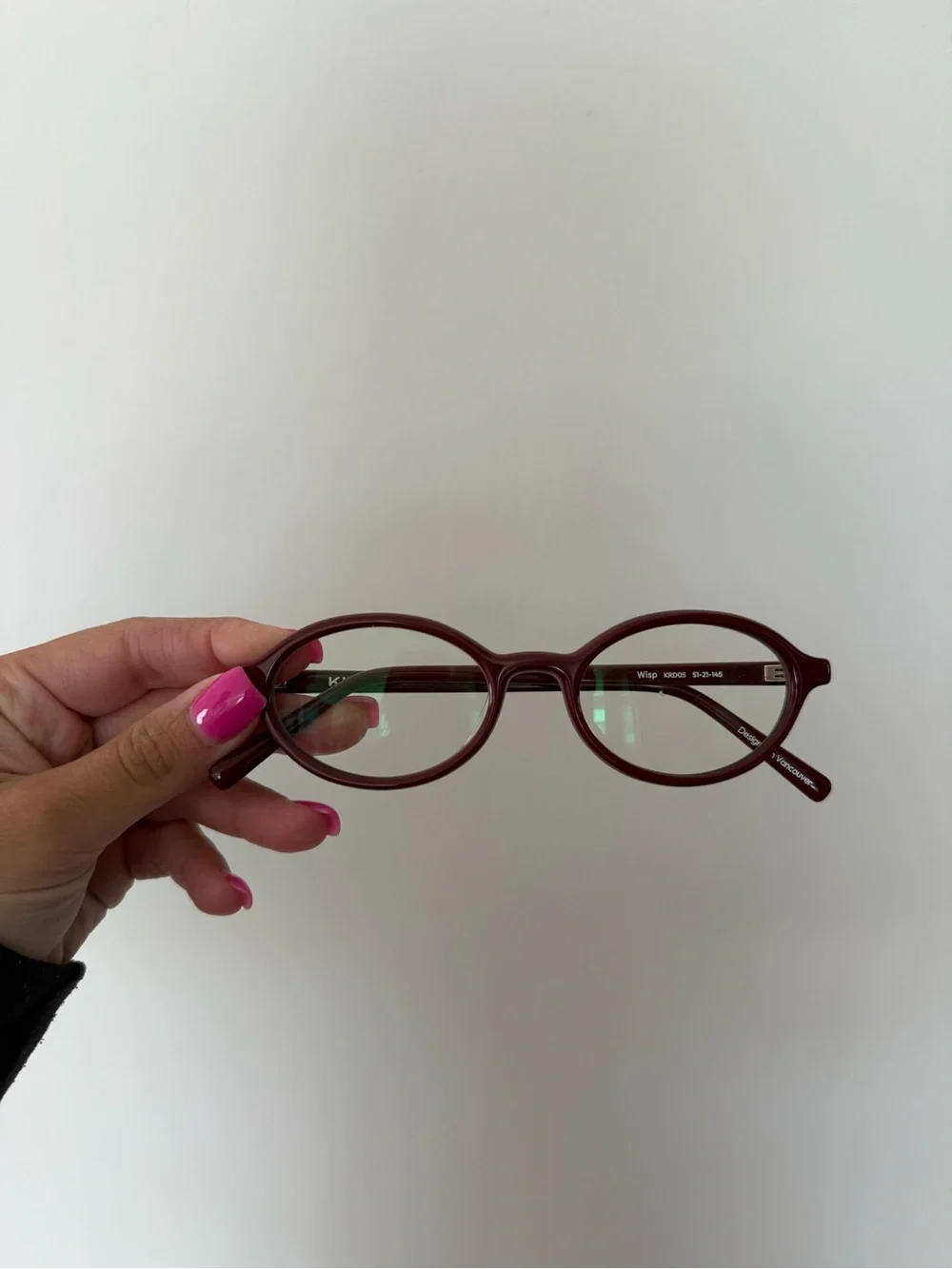 KITS Wisp eyeglasses in the Shiny Wine (KRD05) colorway